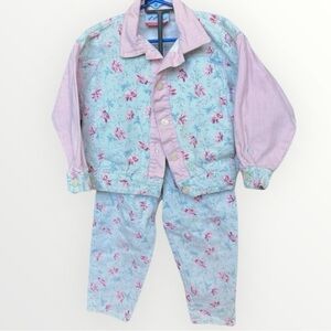 Vintage San Francisco Blues by Golden Rainbow Girls Floral Jacket and Pants Set